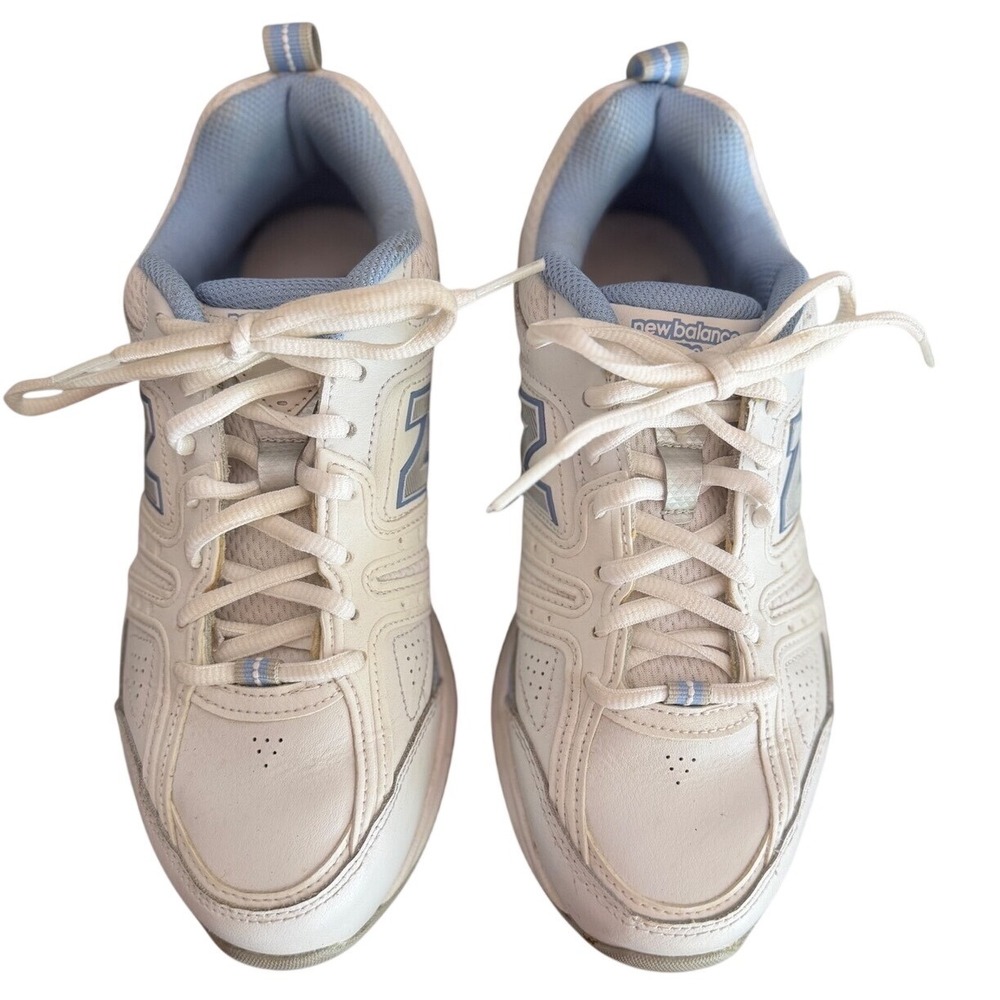 New Balance 409 WX409WB2 Women's Size 8 White Blue Walking Running Shoes EUC